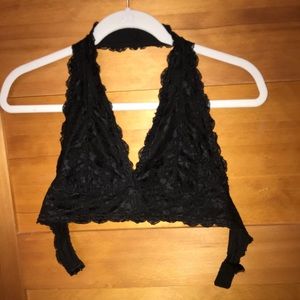 Black lace halter bralette